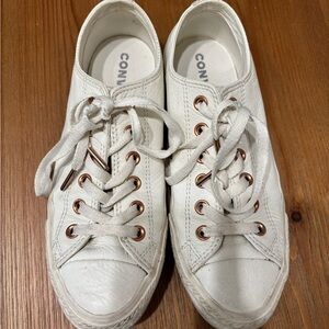Converse White Sneakers with Rose Gold Eyelets